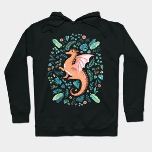 Tropical Dragon in Peach Hoodie